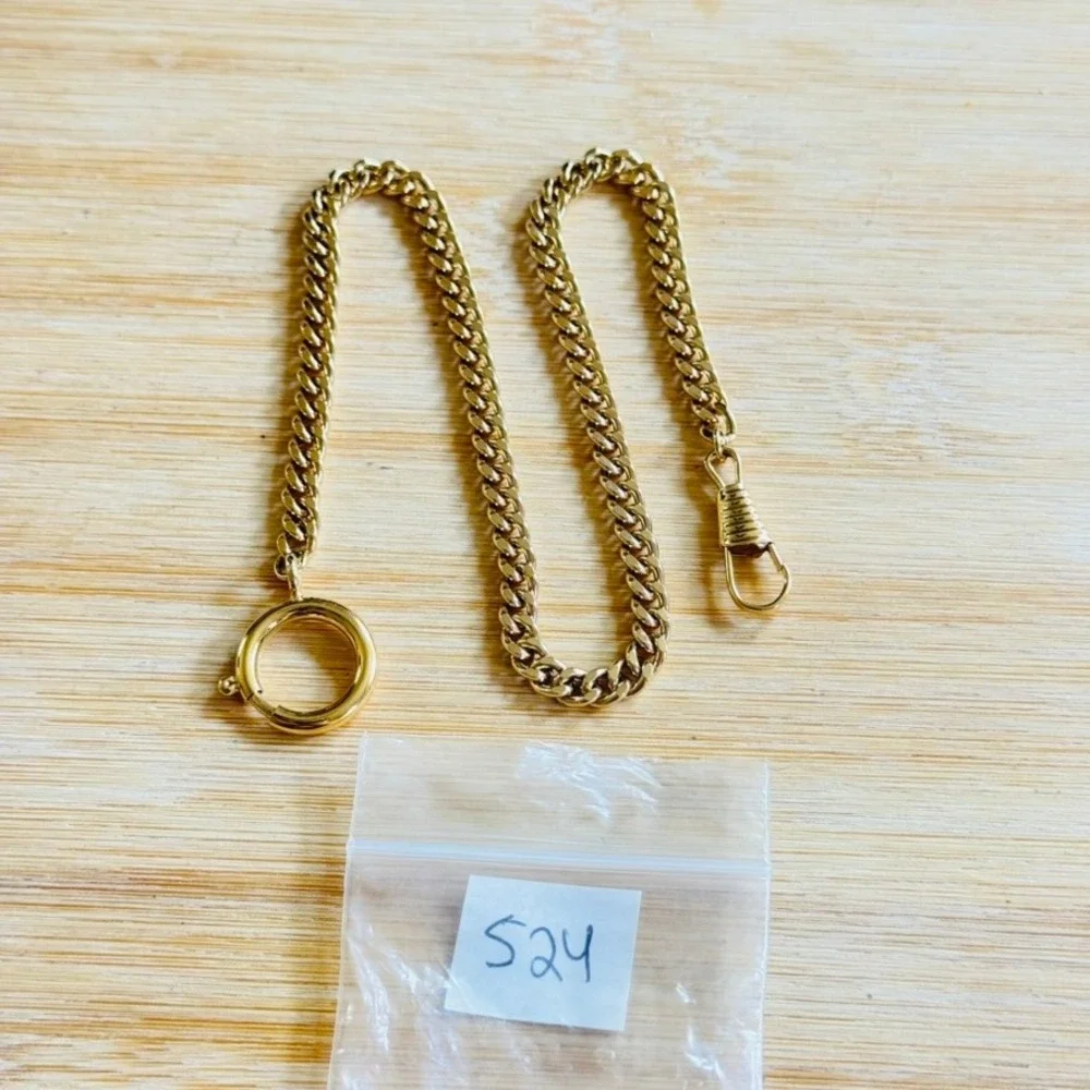 VTG Gold Plated Watch Fob Victorian Style‎ Signed Curved Weath Link 13